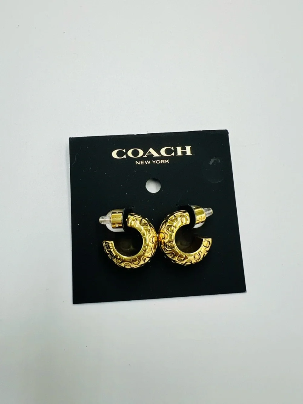Coach Quilted Signature Chunky Hoop Earrings - Picture 2 of 6